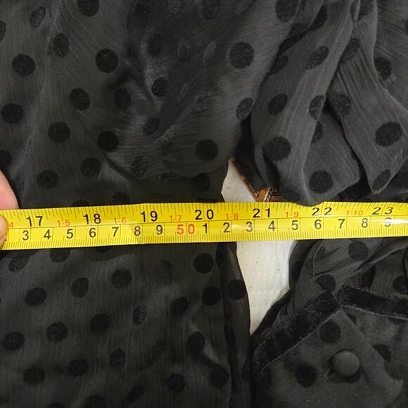 LOFT Women’s Medium Black Sheer Polka Dot Long Sleeve Blouse Dressy Top - Picture 10 of 11